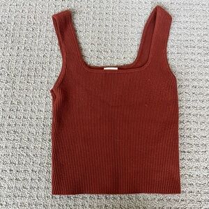 Abercrombie & Fitch Ribbed Tank Top - Deep Red